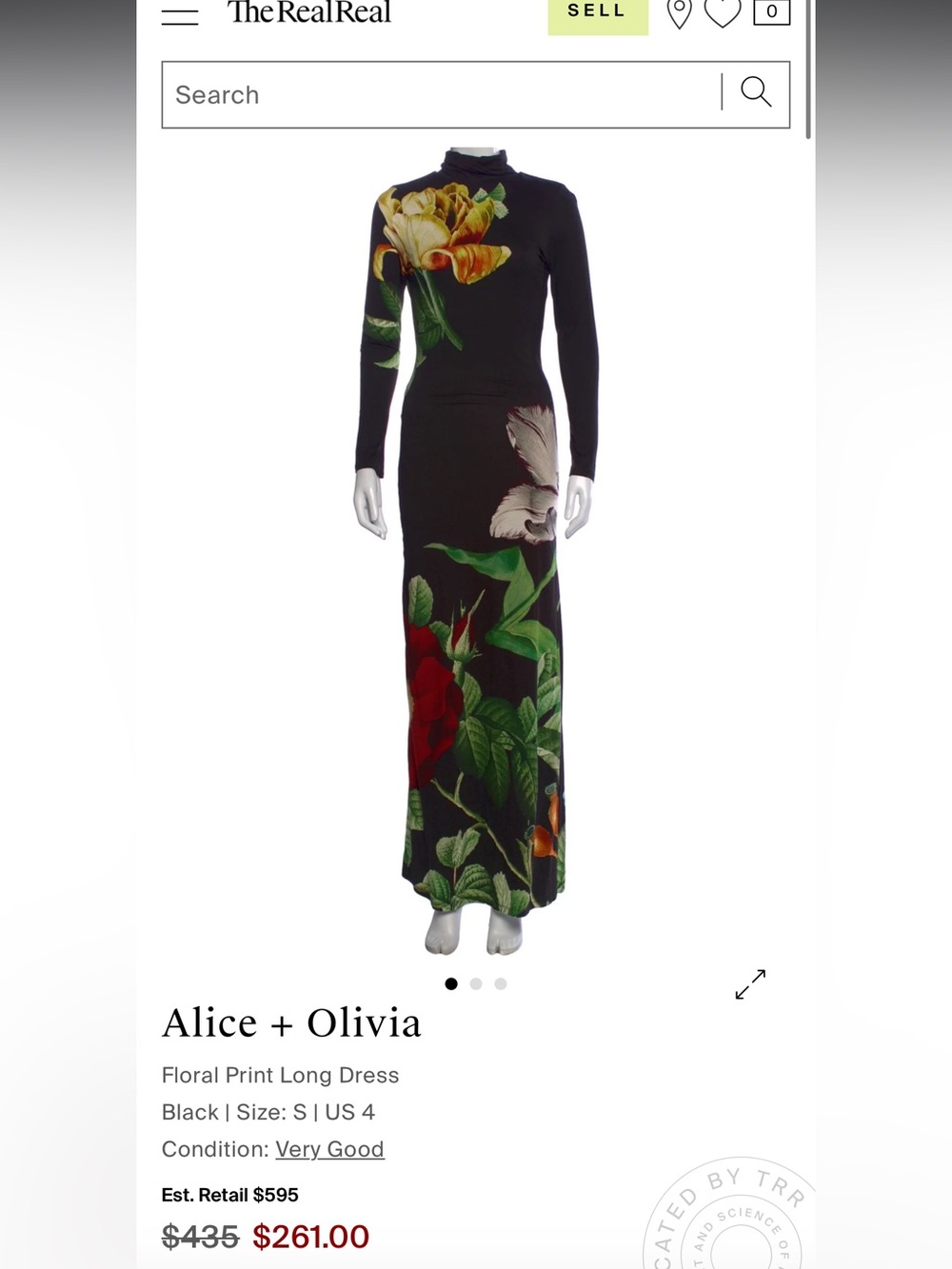 Alice + Olivia Black Floral Maxi Dress with Multicolor Blooms